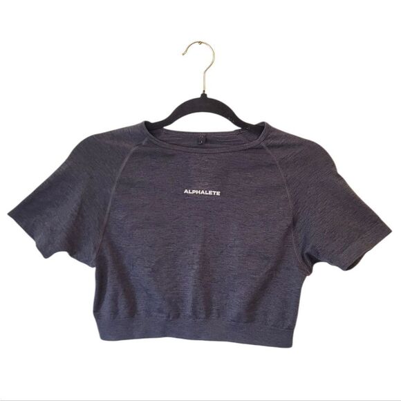 Alphalete Women's Charcoal Grey Cropped Workout Top Size L - Picture 1 of 5